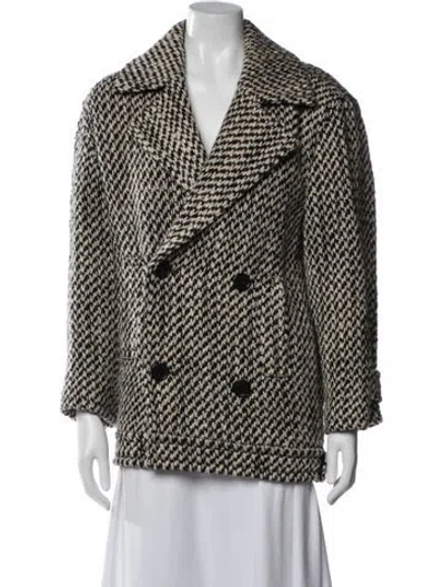 Pre-owned Saint Laurent Wool Tweed Pattern Peacoat In Neutral