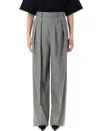 Saint Laurent Grey Pants With Pences And Belt Loops In Wool Woman