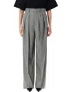 Saint Laurent Grey Pants With Pences And Belt Loops In Wool Woman