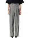 Saint Laurent Grey Pants With Pences And Belt Loops In Wool Woman