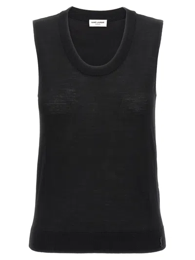 Saint Laurent Wool Vest Gilet Black
