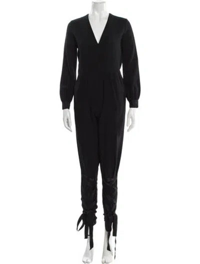 Pre-owned Saint Laurent Wool V-neck Jumpsuit In Black