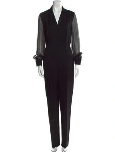 Pre-owned Saint Laurent Wool V-neck Jumpsuit In Black