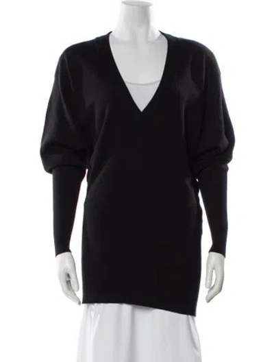 Pre-owned Saint Laurent Wool V-neck Sweater In Black