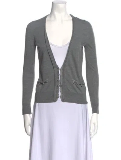 Pre-owned Saint Laurent Wool V-neck Sweater In Gray