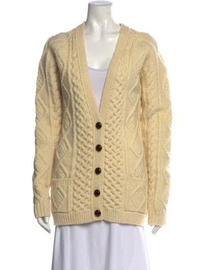 Pre-owned Saint Laurent Wool V-neck Sweater In Neutrals