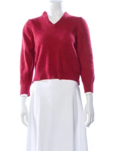 Pre-owned Saint Laurent Wool V-neck Sweater In Pink