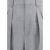 Saint Laurent Wool Wide Leg Pants In Gray