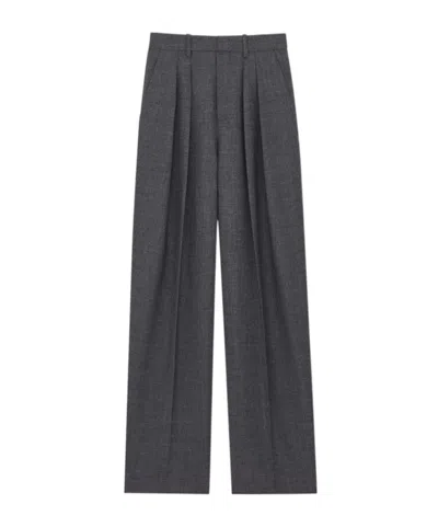 Saint Laurent Wool Wide Leg Pants In Black