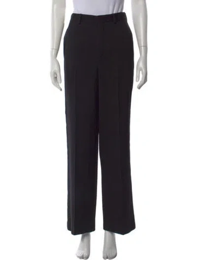 Pre-owned Saint Laurent Wool Wide Leg Pants In Black