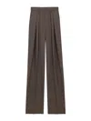 Saint Laurent Wide-leg Pants In Herringbone Wool In Brown