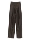 Saint Laurent Wool Wide Leg Pants In Brown