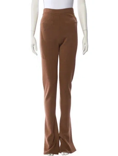 Pre-owned Saint Laurent Wool Wide Leg Pants In Brown