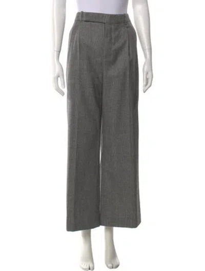 Pre-owned Saint Laurent Wool Wide Leg Pants In Gray