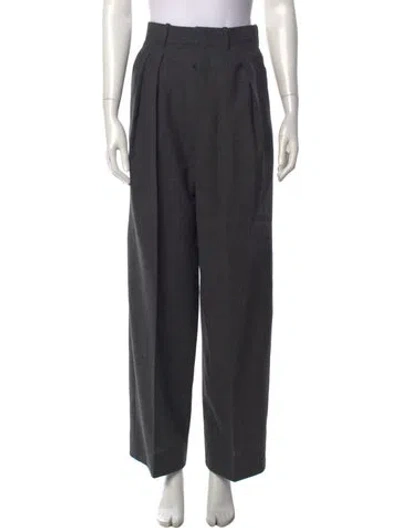 Pre-owned Saint Laurent Wool Wide Leg Pants In Gray