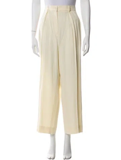 Pre-owned Saint Laurent Wool Wide Leg Pants In Neutral