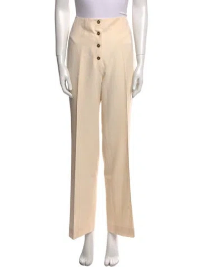 Pre-owned Saint Laurent Wool Wide Leg Pants In Neutral