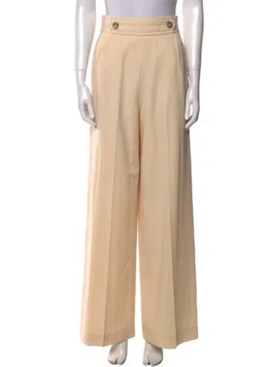 Pre-owned Saint Laurent Wool Wide Leg Pants In Neutral