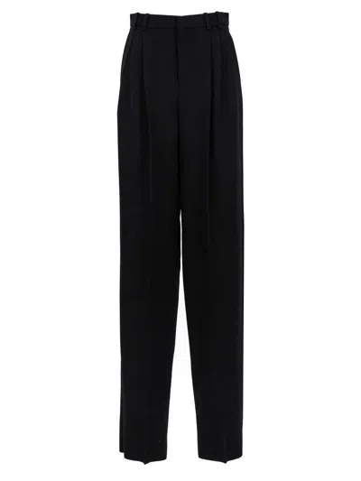 Saint Laurent Wool Wide-leg Trousers In Black