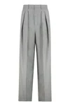 Saint Laurent Grey Pants With Pences And Belt Loops In Wool Woman In Gray