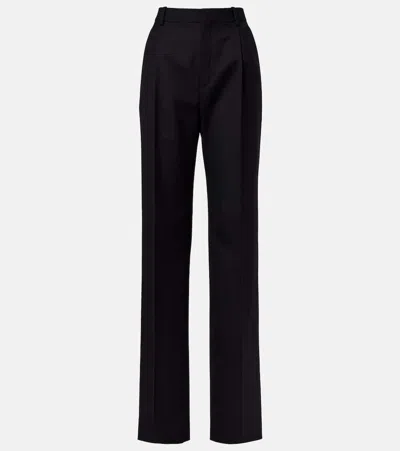 Saint Laurent Wool Wide-leg Pants In Black