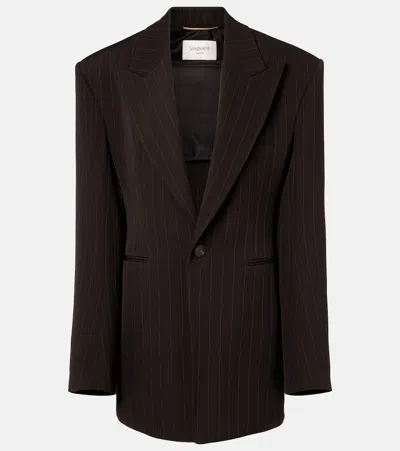 Saint Laurent Wool-blend Blazer In Brown