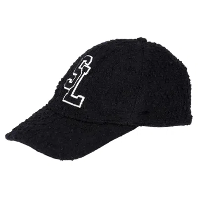 Pre-owned Saint Laurent Wool-blend Boucle Tweed Baseball Cap In Black
