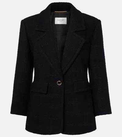 Saint Laurent Wool-blend Tweed Jacket In Black