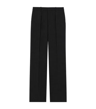 Saint Laurent Wool-blend Wide-leg Trousers In Black