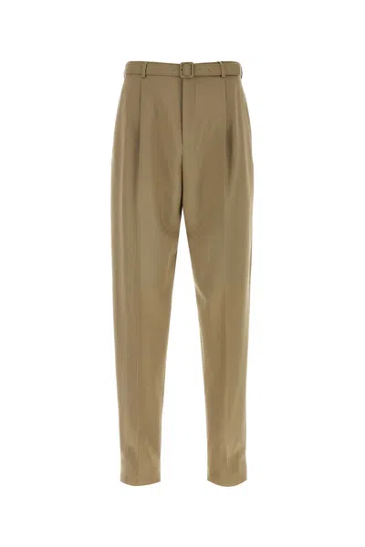 Saint Laurent Wool-mohair Trousers In Brown