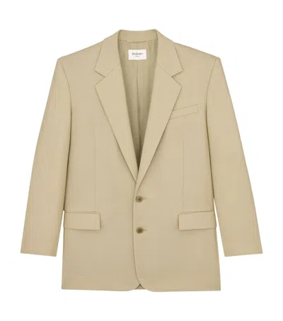 Saint Laurent Wool-silk Blazer In Brown