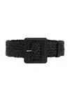 Saint Laurent 6cm Woven Leather Belt In Nero