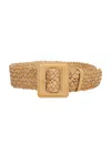 Saint Laurent Woven Leather Belt In Warm Almond