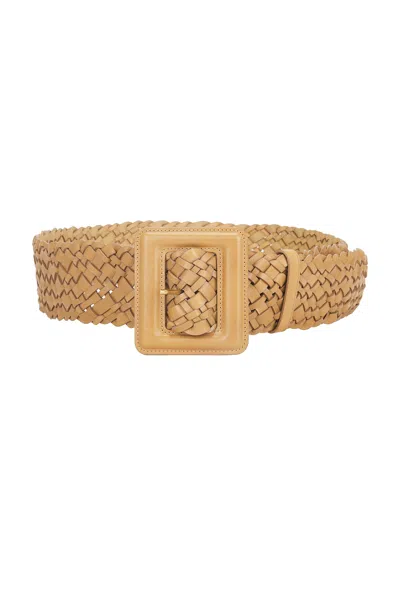 Saint Laurent Woven Leather Belt In Warm Almond