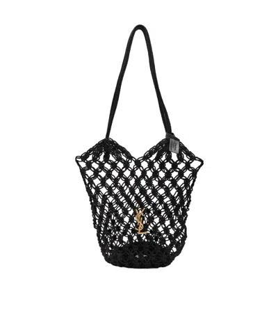 Saint Laurent Woven Mesh Tote Bag In Black