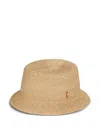 Saint Laurent Logo-plaque Straw Bucket Hat In Beige