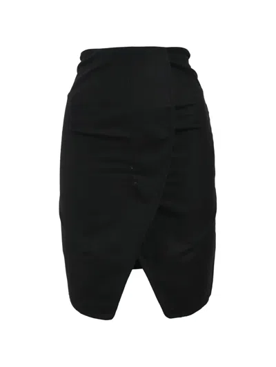 Pre-owned Saint Laurent Wrap Mini Pencil Skirt In Black