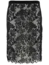 Saint Laurent Sheer Floral Lace Overlay Skirt In Black