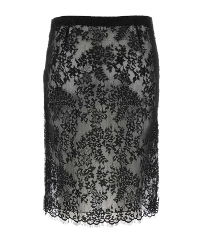 SAINT LAURENT SAINT LAURENT LACE MIDI SKIRT