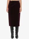 Saint Laurent Velvet Skirt With Belt Loops And Side Seam Detail In Burgundy