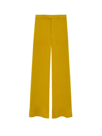 Saint Laurent Wrap Straight Trousers In Yellow