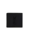 Saint Laurent Wrinkled-effect Bi-fold Wallet In Black