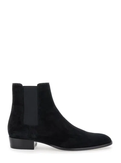 Saint Laurent Ankle Boot With Logo In Black