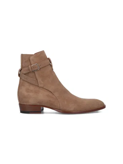 Saint Laurent 'wyatt 30 Jodhpur' Boots In Beige