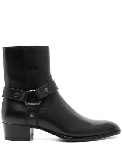 Saint Laurent Wyatt 40mm Harness Boots In Black