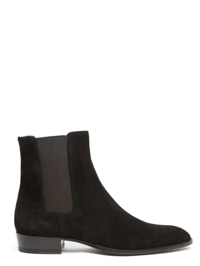 Saint Laurent Wyatt Ankle Boots In Black