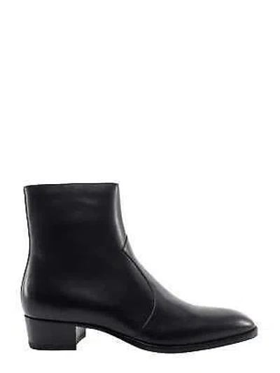 Pre-owned Saint Laurent Wyatt Ankle Boots In Black