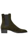 Saint Laurent Wyatt 40 Suede Chelsea Boot In Green