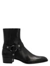 Saint Laurent Wyatt Harness Calf Leather Ankle Boots In Black