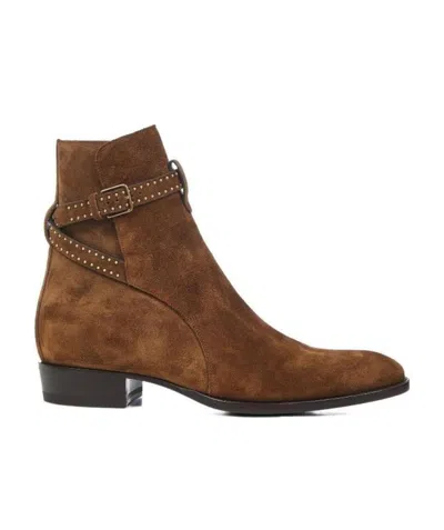 Saint Laurent Wyatt Boots In Brown